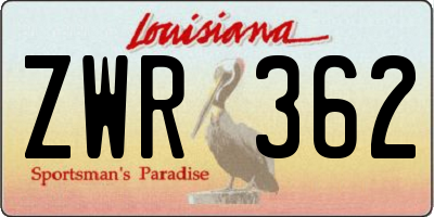 LA license plate ZWR362