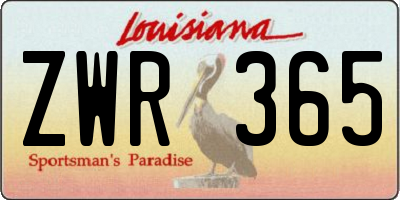 LA license plate ZWR365