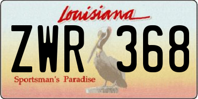 LA license plate ZWR368