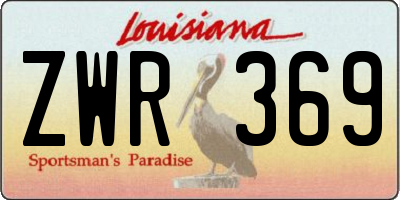 LA license plate ZWR369