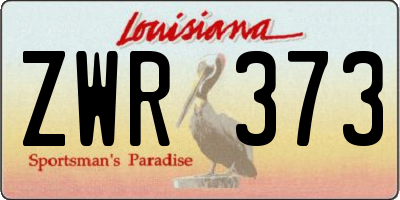 LA license plate ZWR373