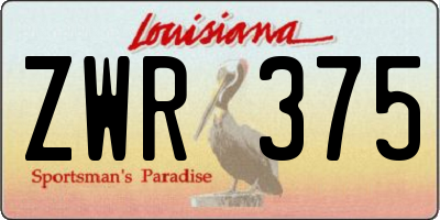 LA license plate ZWR375