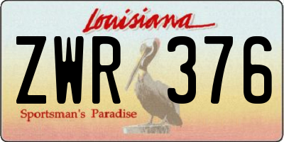 LA license plate ZWR376