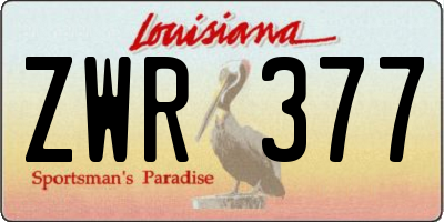 LA license plate ZWR377