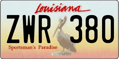 LA license plate ZWR380