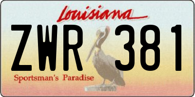 LA license plate ZWR381