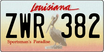 LA license plate ZWR382