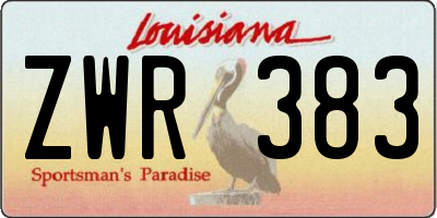 LA license plate ZWR383