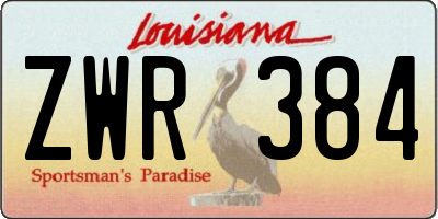 LA license plate ZWR384