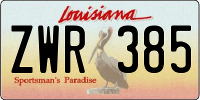 LA license plate ZWR385