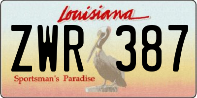 LA license plate ZWR387