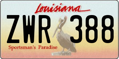 LA license plate ZWR388