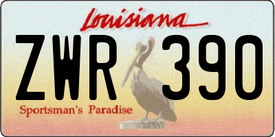 LA license plate ZWR390