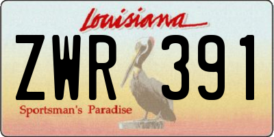 LA license plate ZWR391