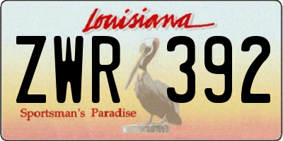 LA license plate ZWR392