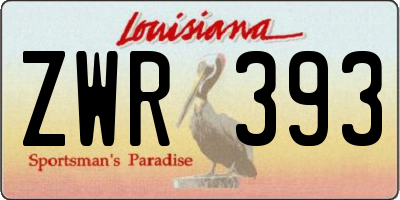 LA license plate ZWR393