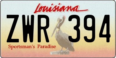 LA license plate ZWR394