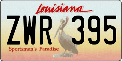 LA license plate ZWR395