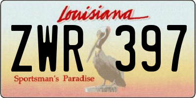 LA license plate ZWR397