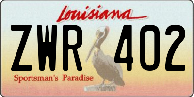 LA license plate ZWR402