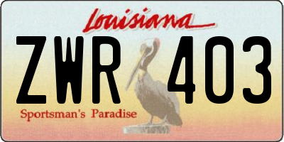 LA license plate ZWR403