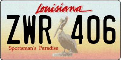 LA license plate ZWR406