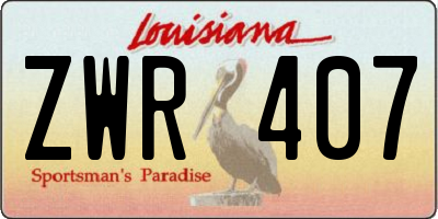 LA license plate ZWR407