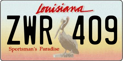 LA license plate ZWR409