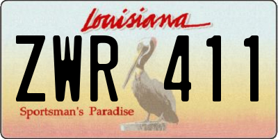 LA license plate ZWR411