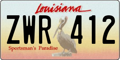 LA license plate ZWR412