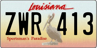 LA license plate ZWR413