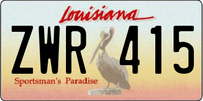 LA license plate ZWR415