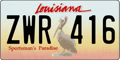 LA license plate ZWR416