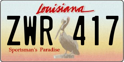 LA license plate ZWR417