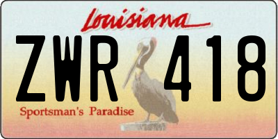 LA license plate ZWR418