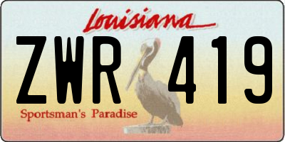 LA license plate ZWR419