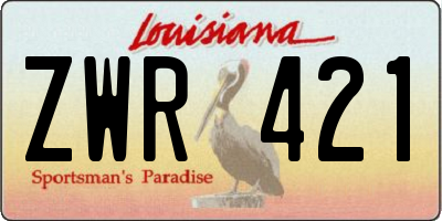 LA license plate ZWR421