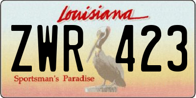 LA license plate ZWR423