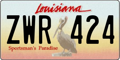 LA license plate ZWR424