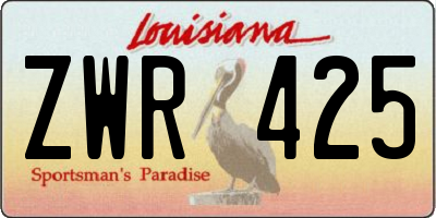 LA license plate ZWR425