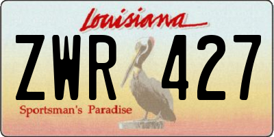 LA license plate ZWR427