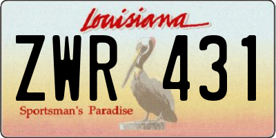 LA license plate ZWR431