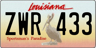 LA license plate ZWR433