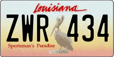 LA license plate ZWR434