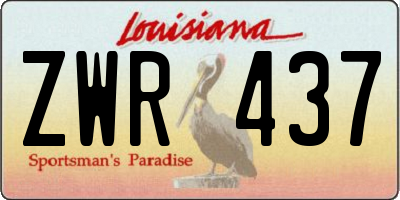 LA license plate ZWR437