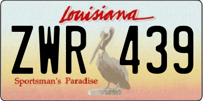 LA license plate ZWR439