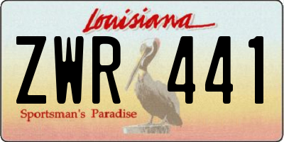 LA license plate ZWR441