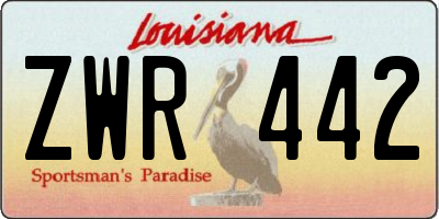 LA license plate ZWR442