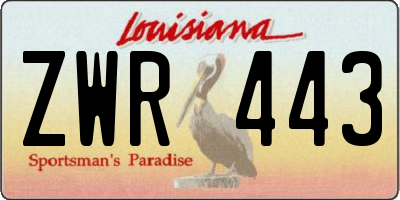 LA license plate ZWR443