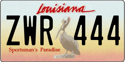 LA license plate ZWR444